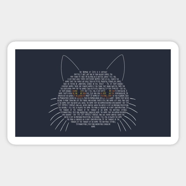 T S Eliot on The Naming of Cats Sticker by BardLife